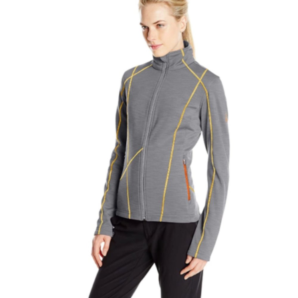 Spyder Bandita Gray Midweight Small Full Zip Activewear Stryke Jacket EUC